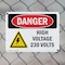 Signmission High Voltage 230 Volts Danger Sign, Plastic, 10in W x 7in L, 2PK OS-2PACK-DS-P-710-L-2197 - alternate 2